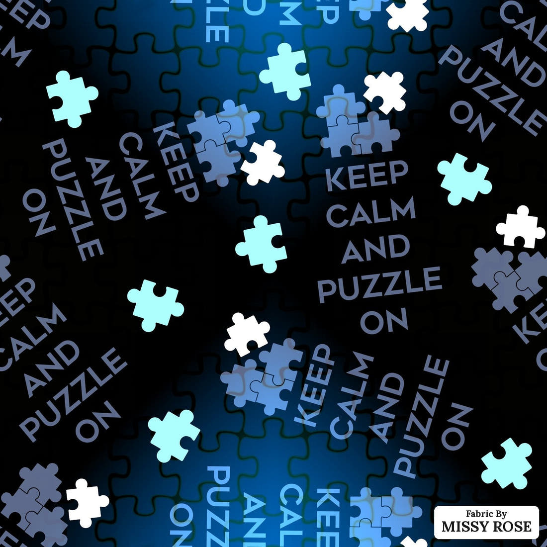 Design 670 Puzzle Fabric - flat view of the print, zoom in for detail | Fabric by Missy Rose