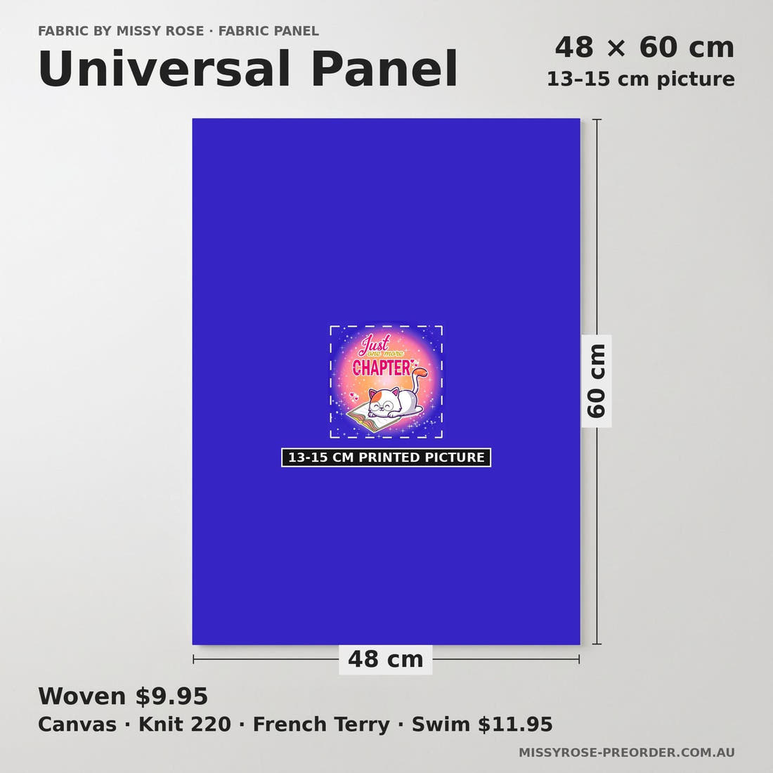 Design 673 Reading Panel universal panel sizing – 13–15 cm printed picture on 48 × 60 cm fabric | Fabric by Missy Rose
