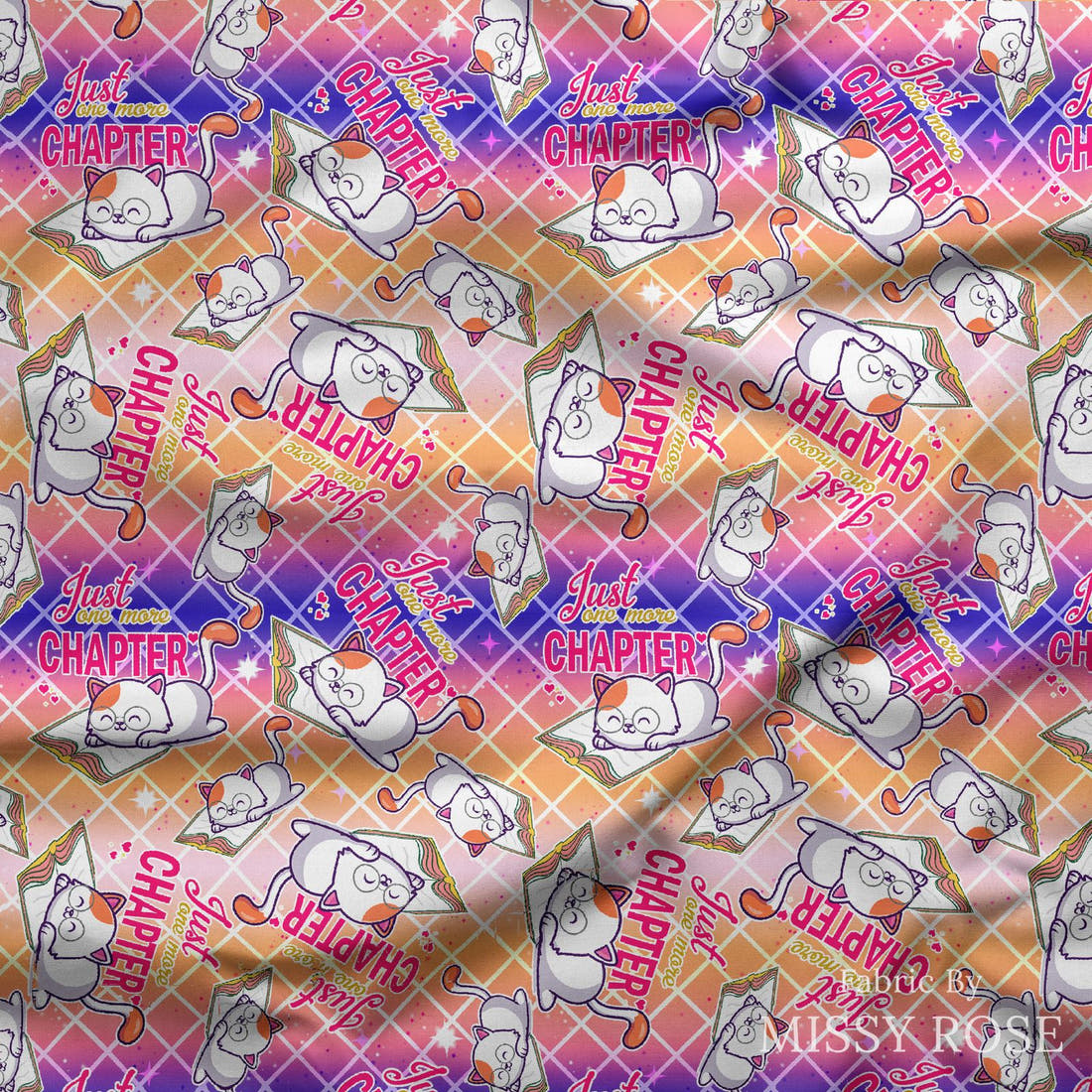 Design 673 Reading Fabric draped fabric mockup – custom printed fabric by the metre | Fabric by Missy Rose