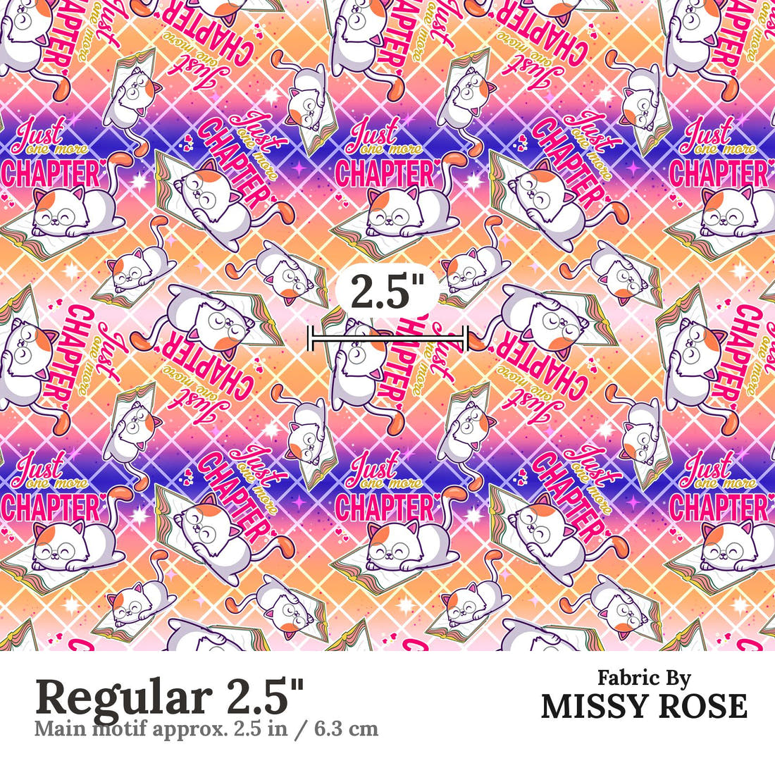Design 673 Reading Fabric Regular 2.5" - print scale | Fabric by Missy Rose