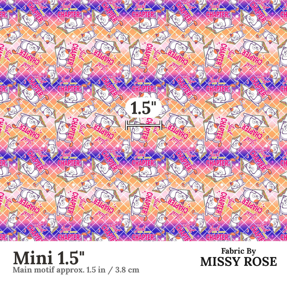 Design 673 Reading Fabric Mini 1.5" - print scale | Fabric by Missy Rose