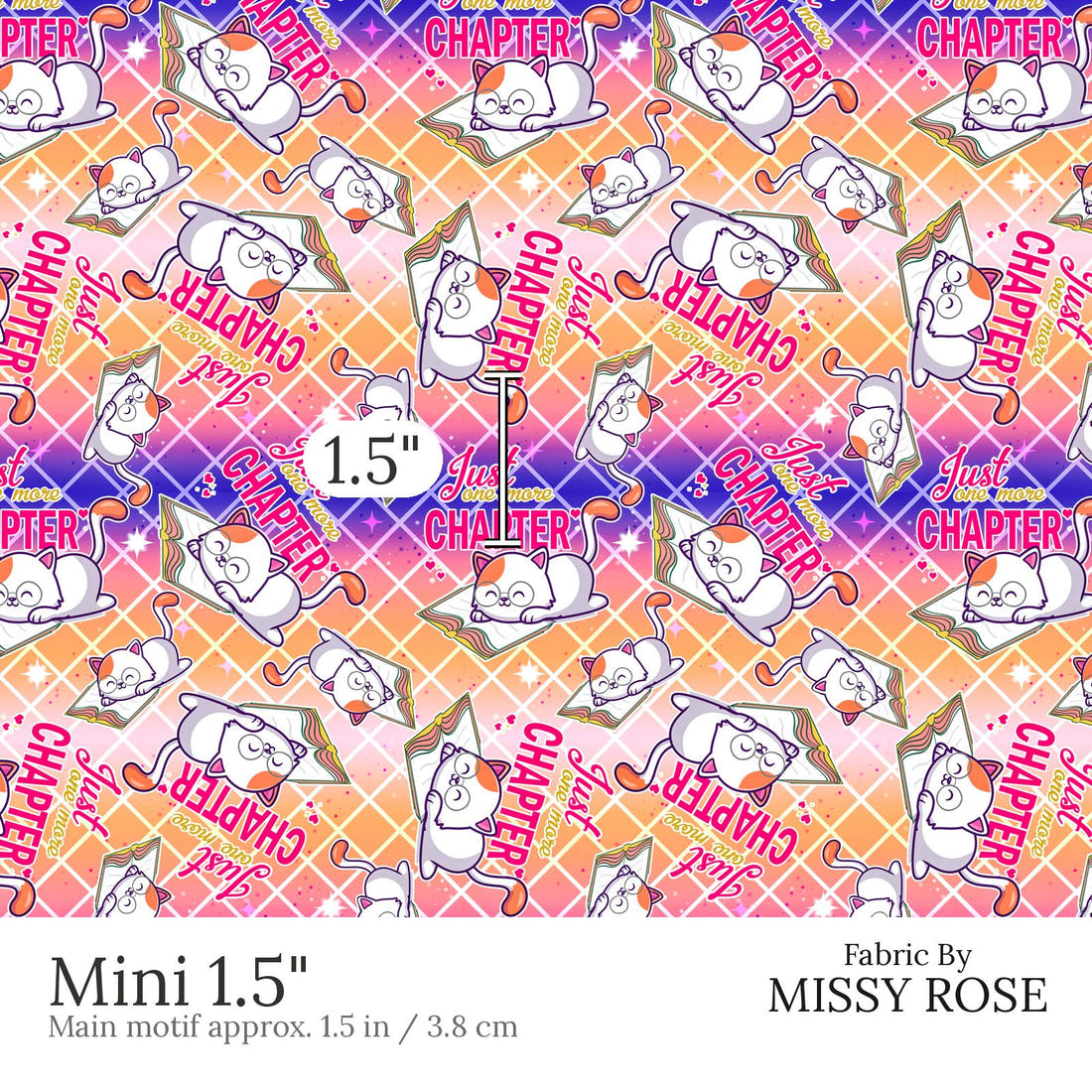 Design 673 Reading Fabric Mini 1.5 inch print scale guide | Fabric by Missy Rose