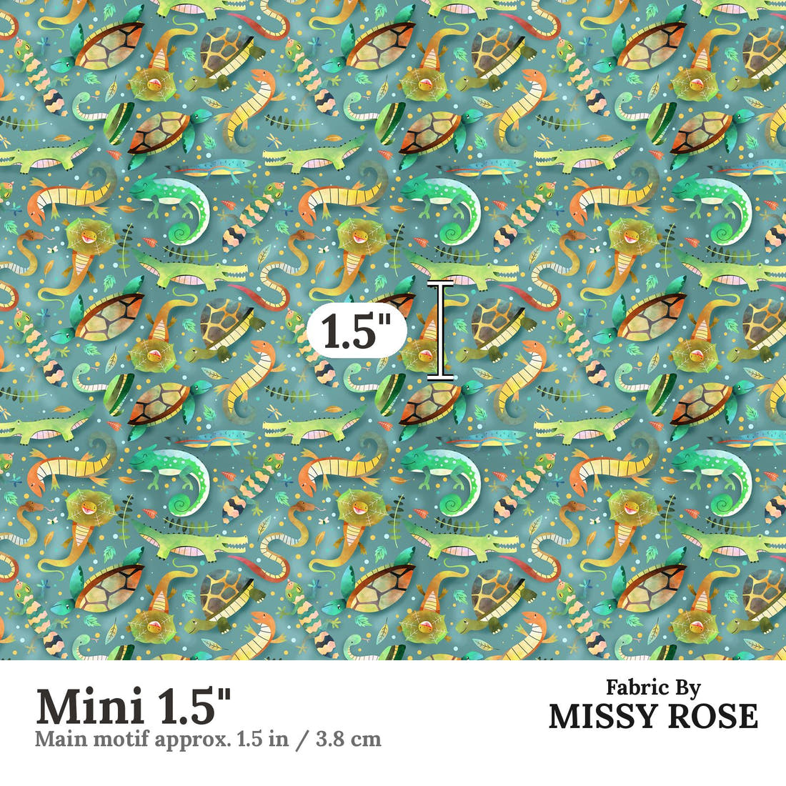 Design 674 Reptiles Fabric Mini 1.5" - print scale | Fabric by Missy Rose