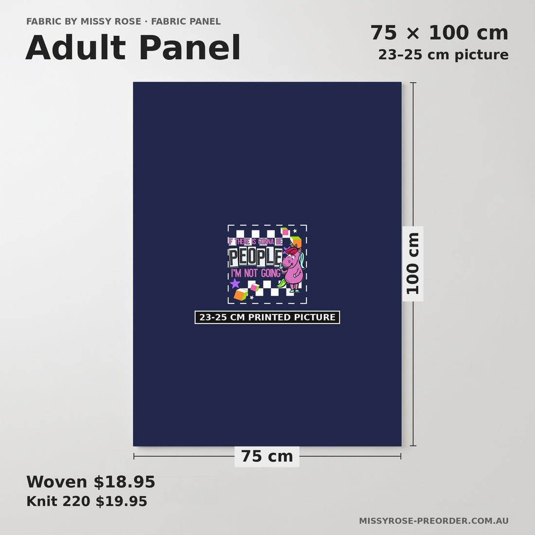Design 675 People Panel adult panel sizing – 23–25 cm printed picture on 75 × 100 cm fabric | Fabric by Missy Rose