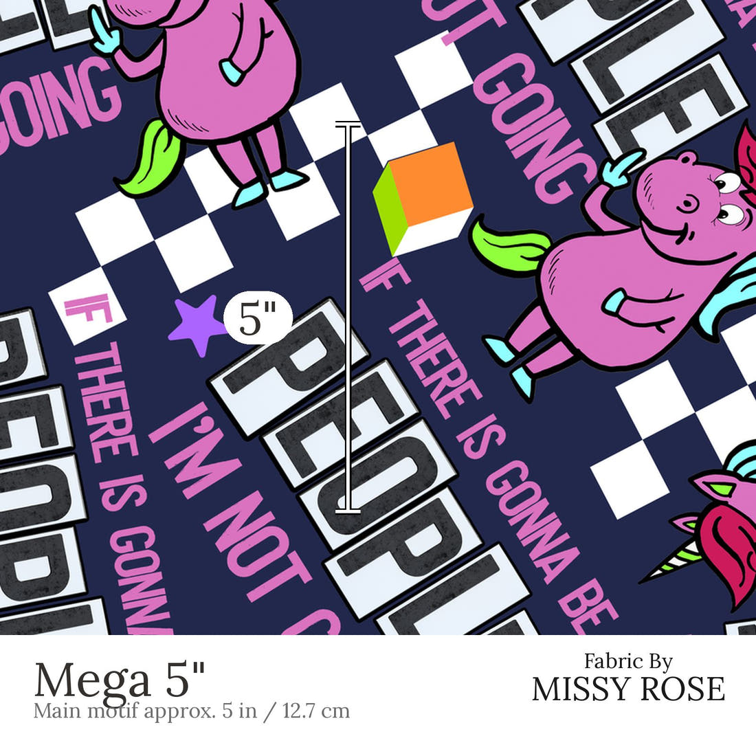 Design 675 People Fabric Mega 5 inch print scale guide | Fabric by Missy Rose