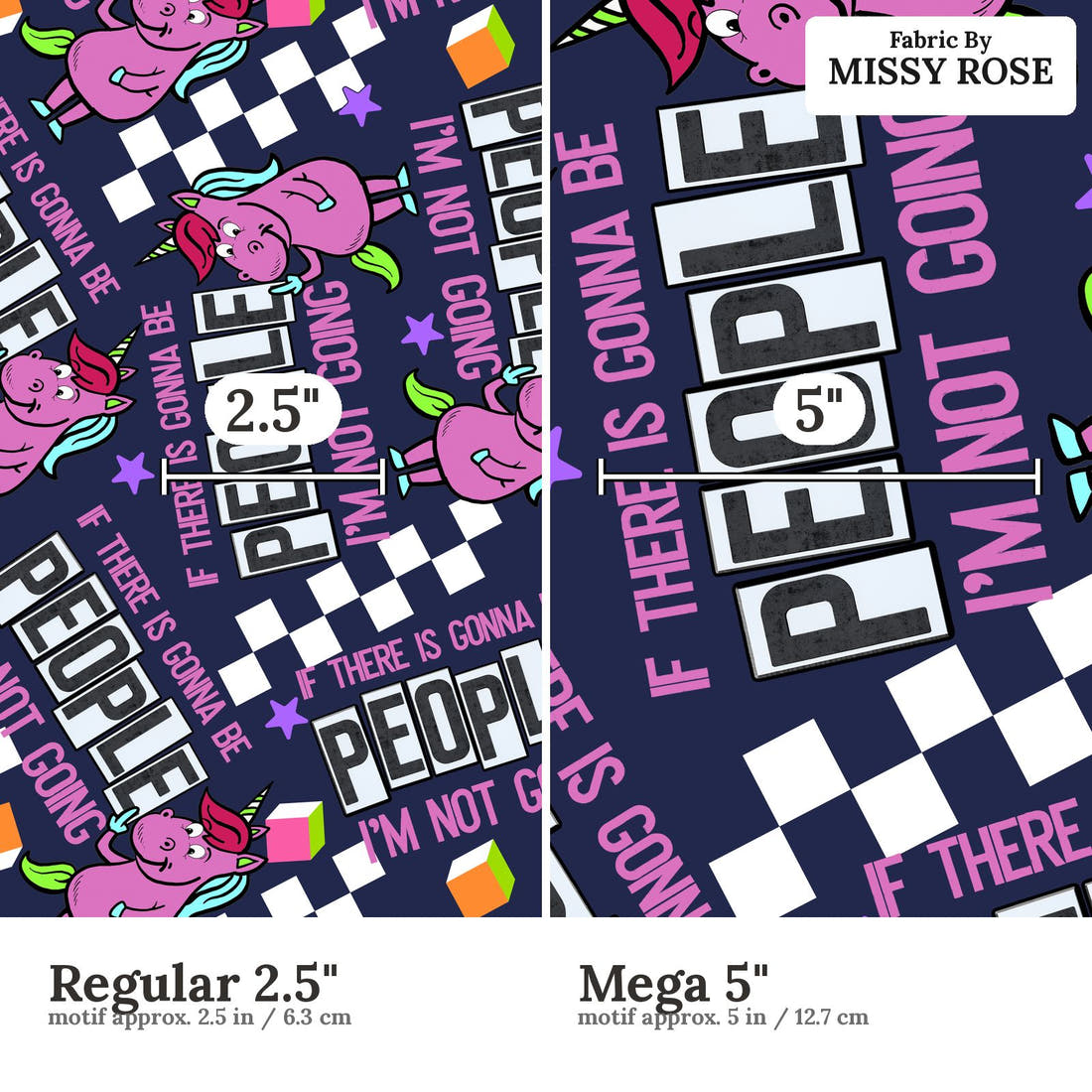 Design 675 People Fabric size comparison - print scale | Fabric by Missy Rose