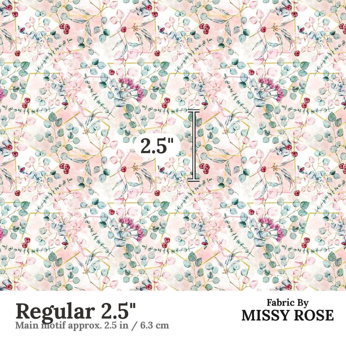 Design 678 Geometric Eucalyptus Fabric Regular 2.5" - print scale | Fabric by Missy Rose