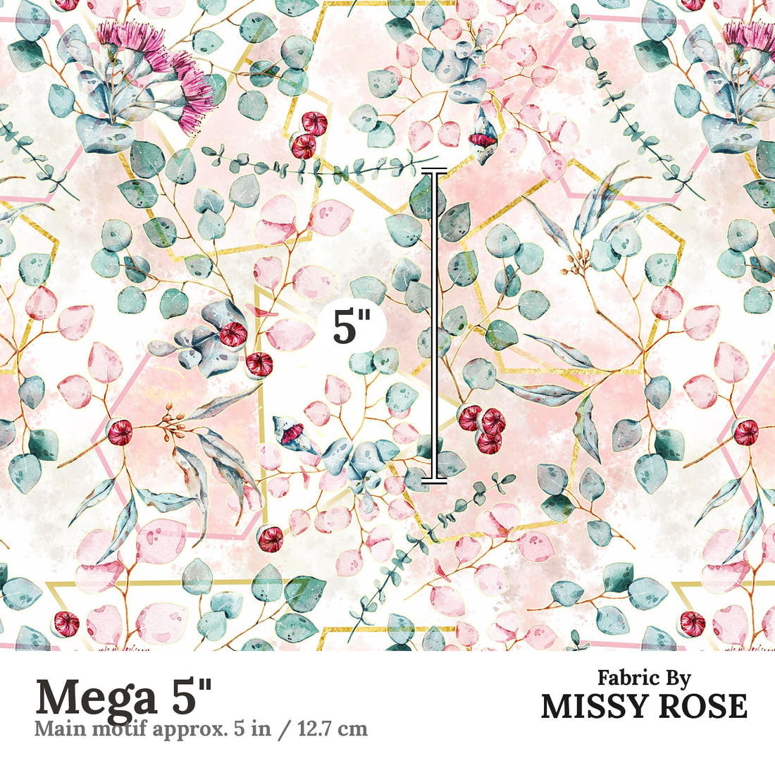 Design 678 Geometric Eucalyptus Fabric Mega 5" - print scale | Fabric by Missy Rose