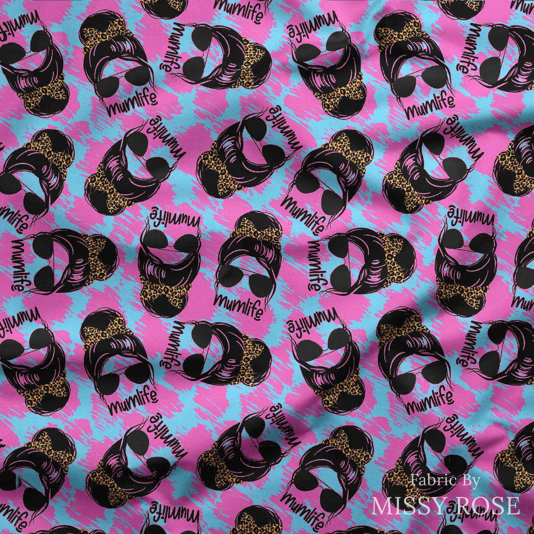 Design 68 Mum Life Fabric draped fabric mockup – custom printed fabric by the metre | Fabric by Missy Rose