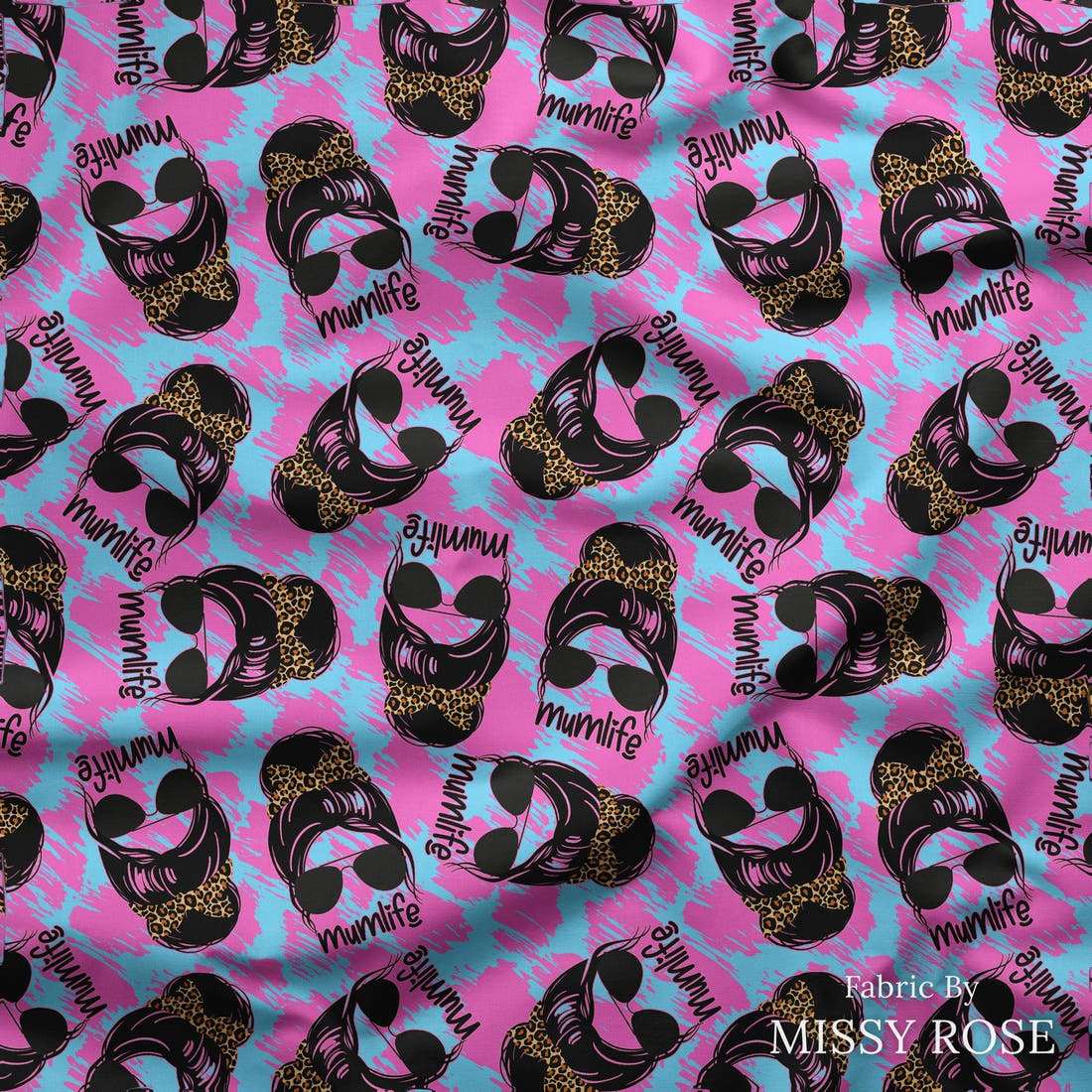 Design 68 Mum Life Fabric draped fabric mockup – custom printed fabric by the metre | Fabric by Missy Rose
