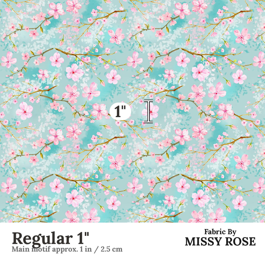 Design 680 Cherry Blossom Fabric Regular 1" - print scale | Fabric by Missy Rose
