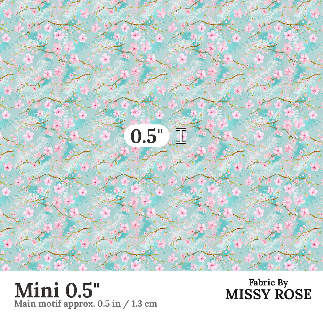 Design 680 Cherry Blossom Fabric Mini 0.5" - print scale | Fabric by Missy Rose