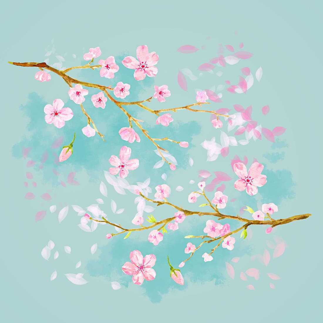 Design 680 Cherry Blossom Panel – full artwork close-up of the printed picture | Fabric by Missy Rose