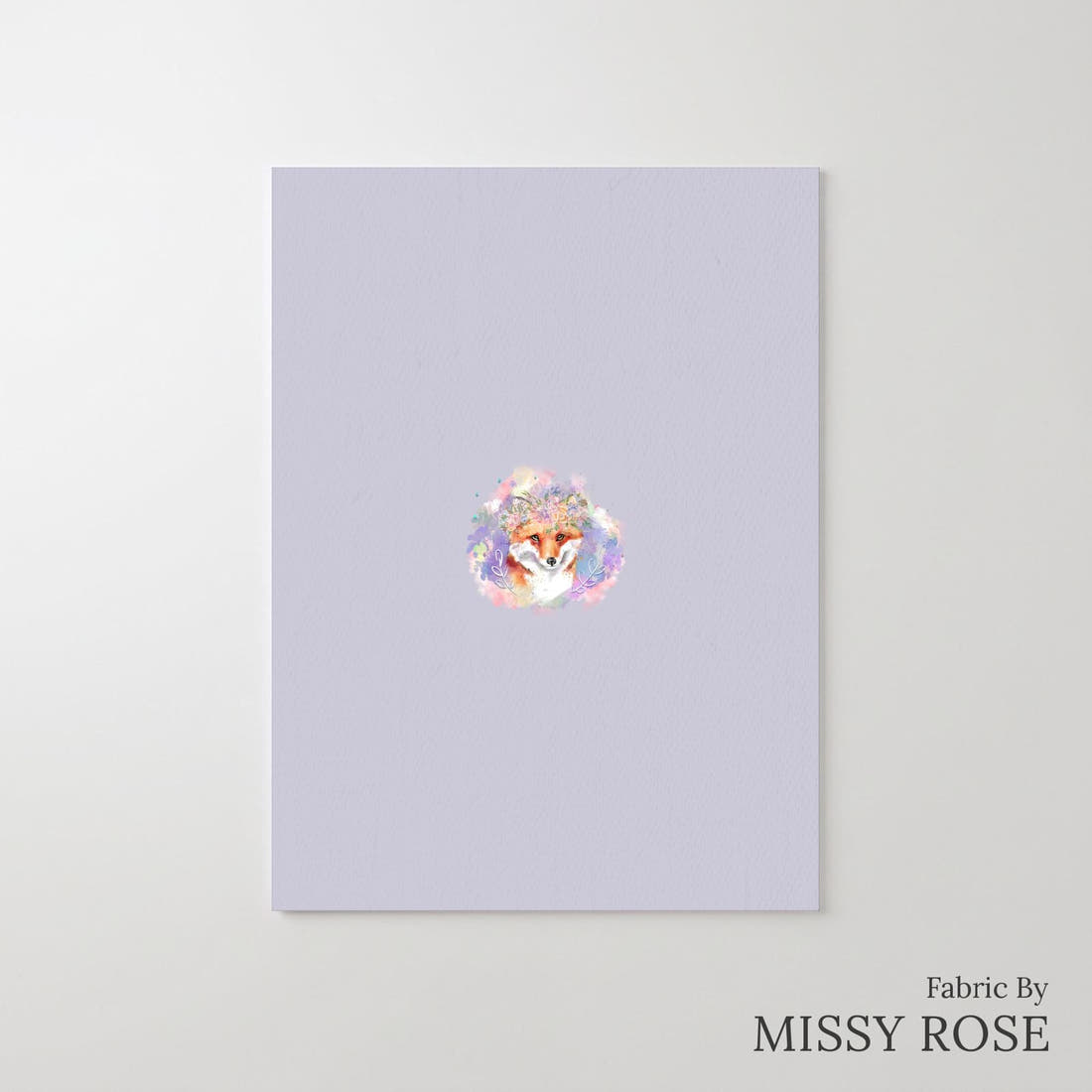 Design 681 Purple Fox Panel – printed fabric panel with centred picture, custom printed to order | Fabric by Missy Rose