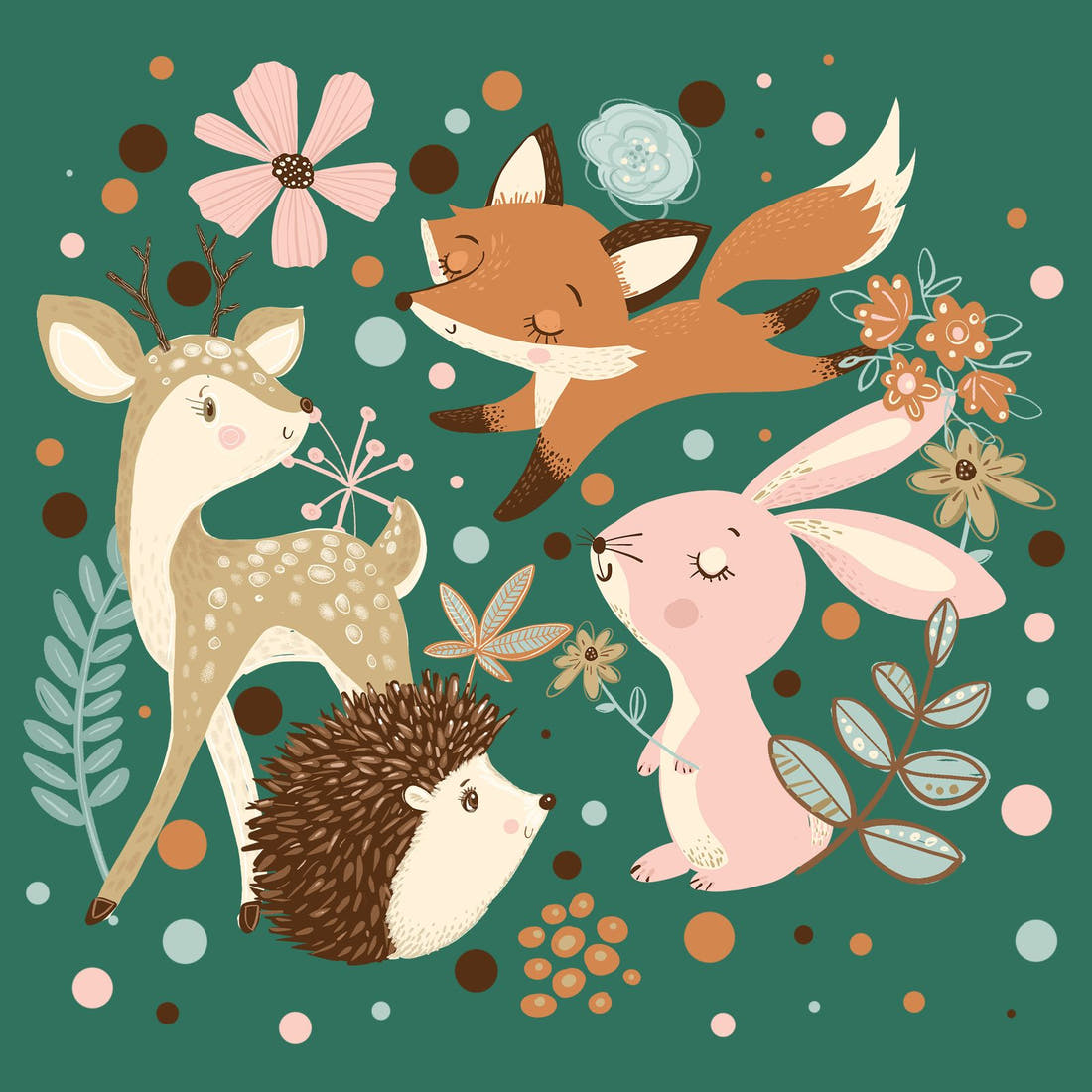 Design 682 Woodland Panel – full artwork close-up of the printed picture | Fabric by Missy Rose