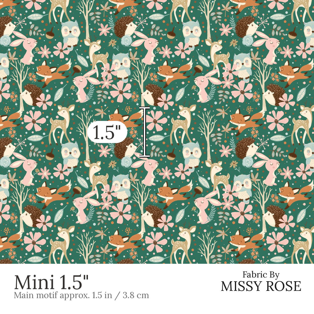 Design 682 Woodland Fabric Mini 1.5 inch print scale guide | Fabric by Missy Rose