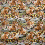 Design 684 - Sunflower Highland Cow Fabric
