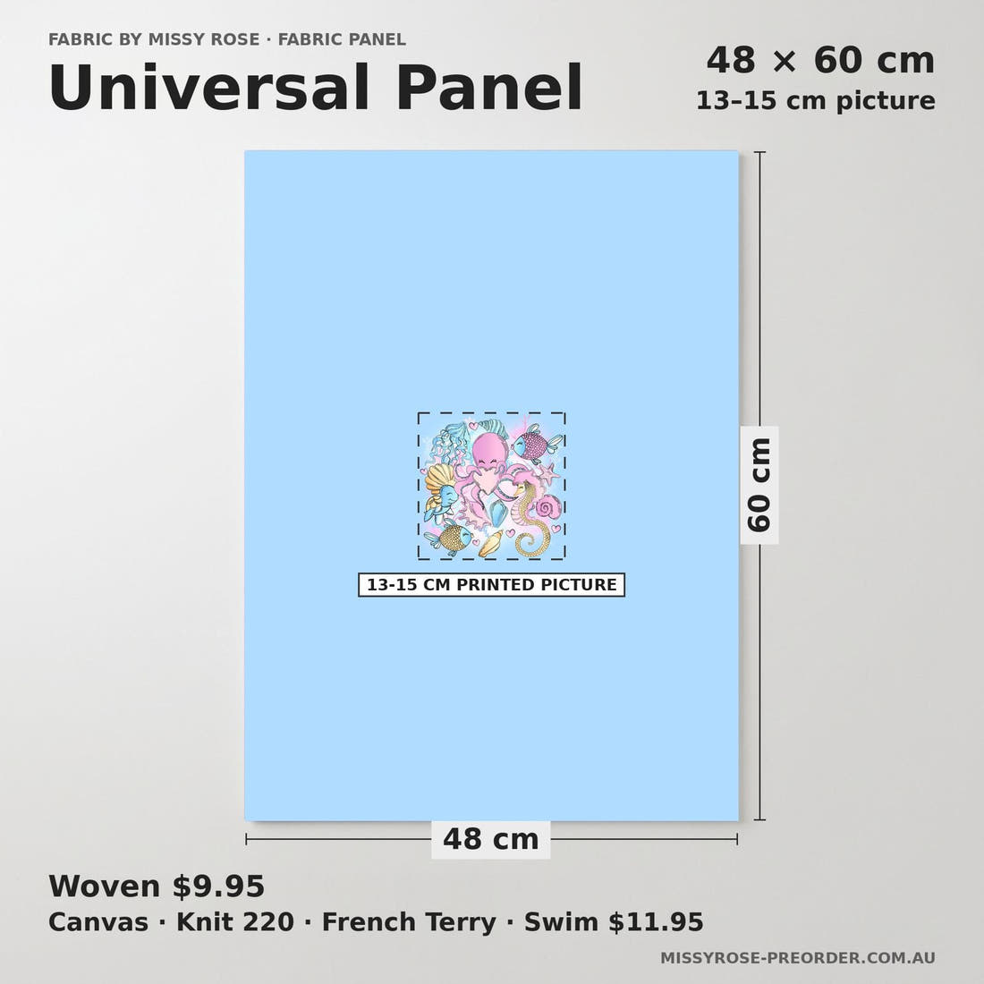 Design 685 Under Sea Panel universal panel sizing – 13–15 cm printed picture on 48 × 60 cm fabric | Fabric by Missy Rose
