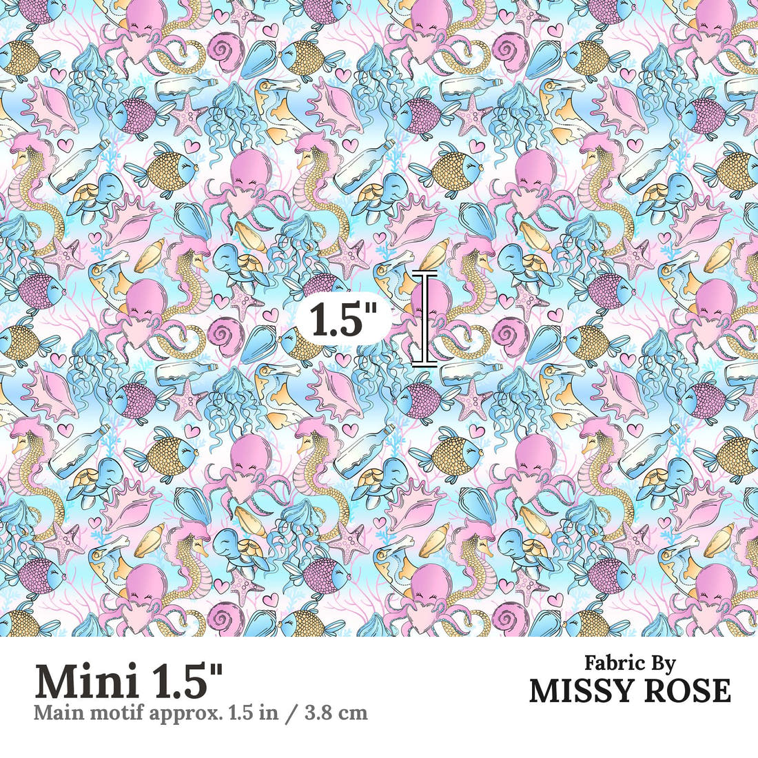 Design 685 Under Sea Fabric Mini 1.5" - print scale | Fabric by Missy Rose