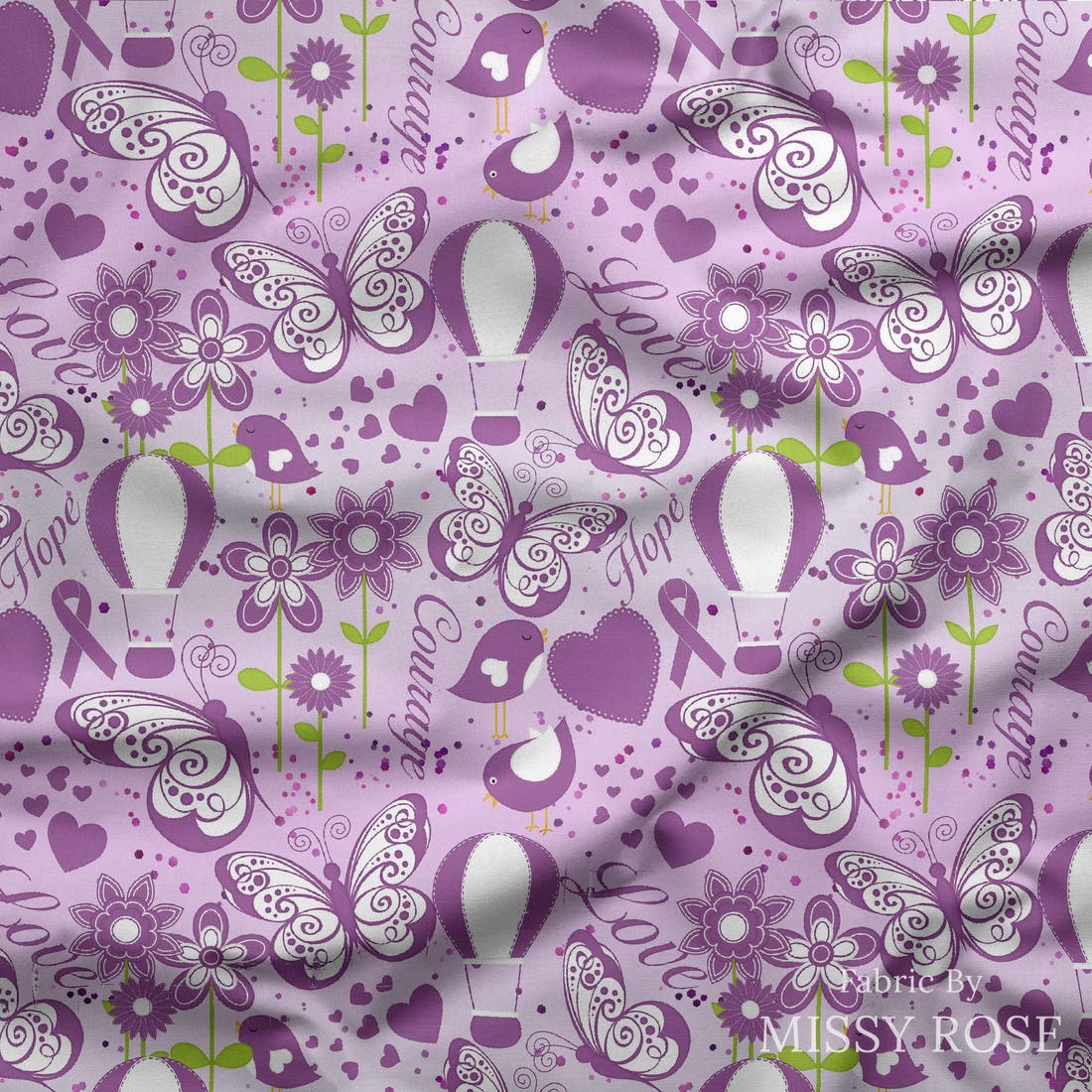 Design 686 Purple Ribbon Fabric draped fabric mockup – custom printed fabric by the metre | Fabric by Missy Rose