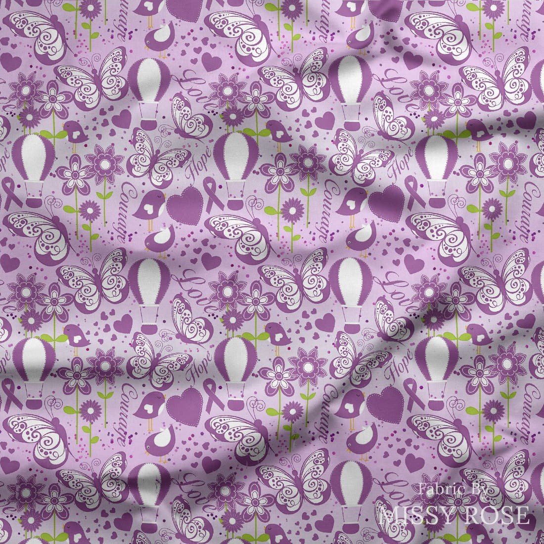Design 686 Purple Ribbon Fabric draped fabric mockup – custom printed fabric by the metre | Fabric by Missy Rose