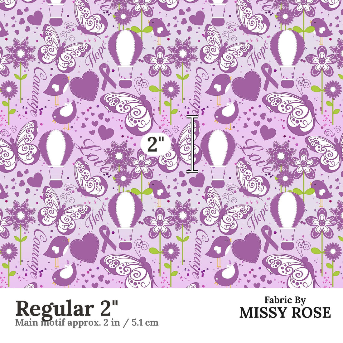 Design 686 Purple Ribbon Fabric Regular 2" - print scale | Fabric by Missy Rose