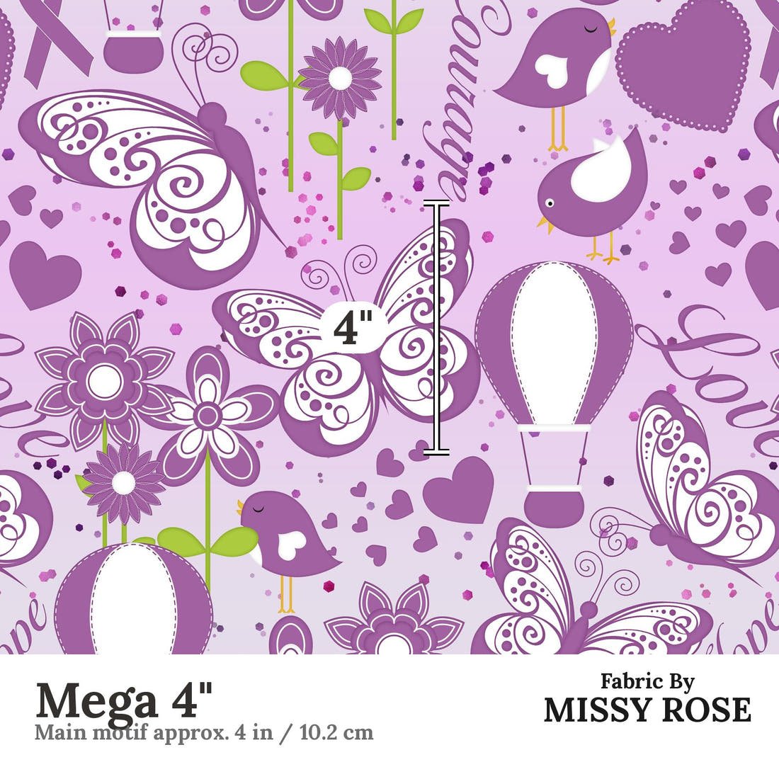 Design 686 Purple Ribbon Fabric Mega 4" - print scale | Fabric by Missy Rose