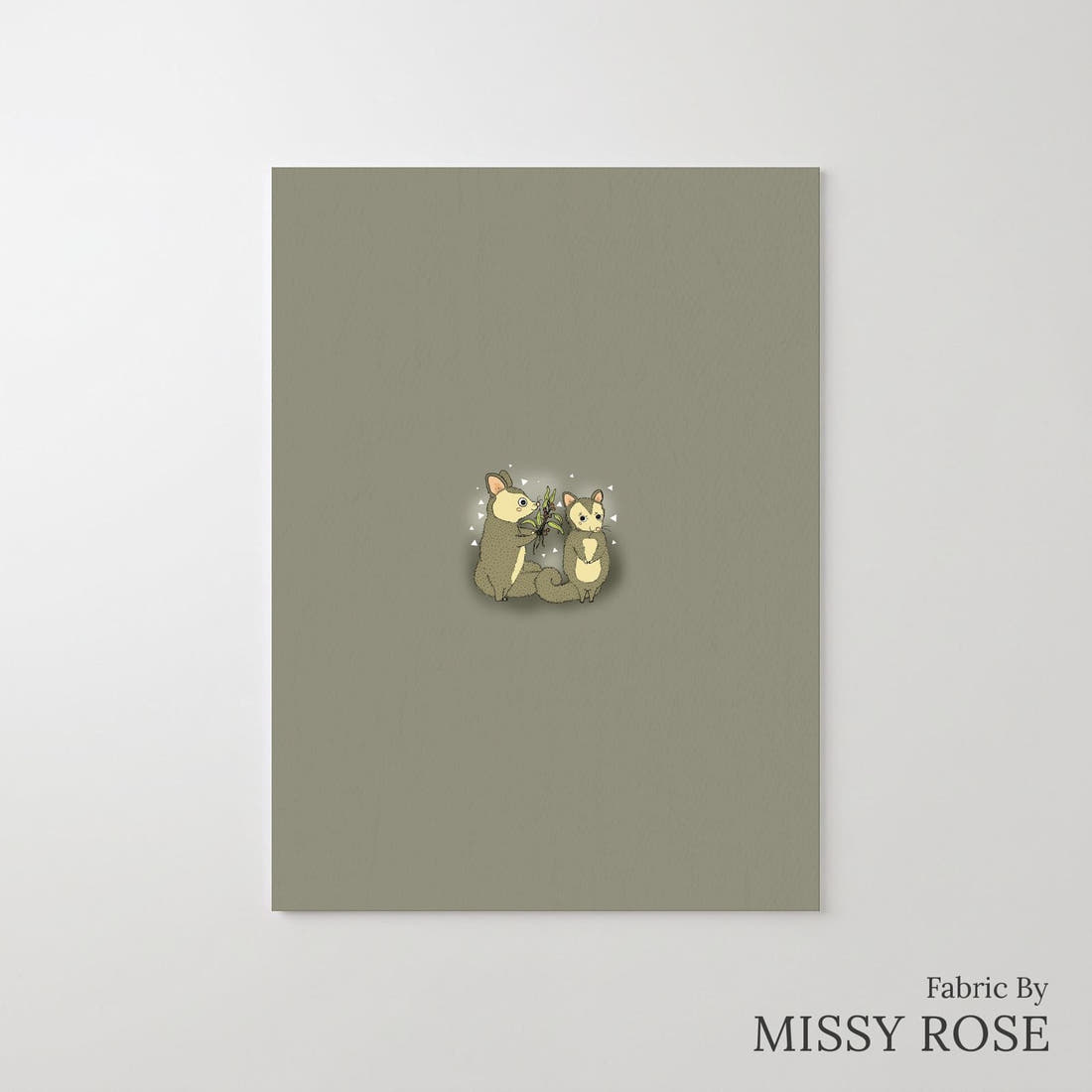Design 687 Cute Possum Panel – printed fabric panel with centred picture, custom printed to order | Fabric by Missy Rose