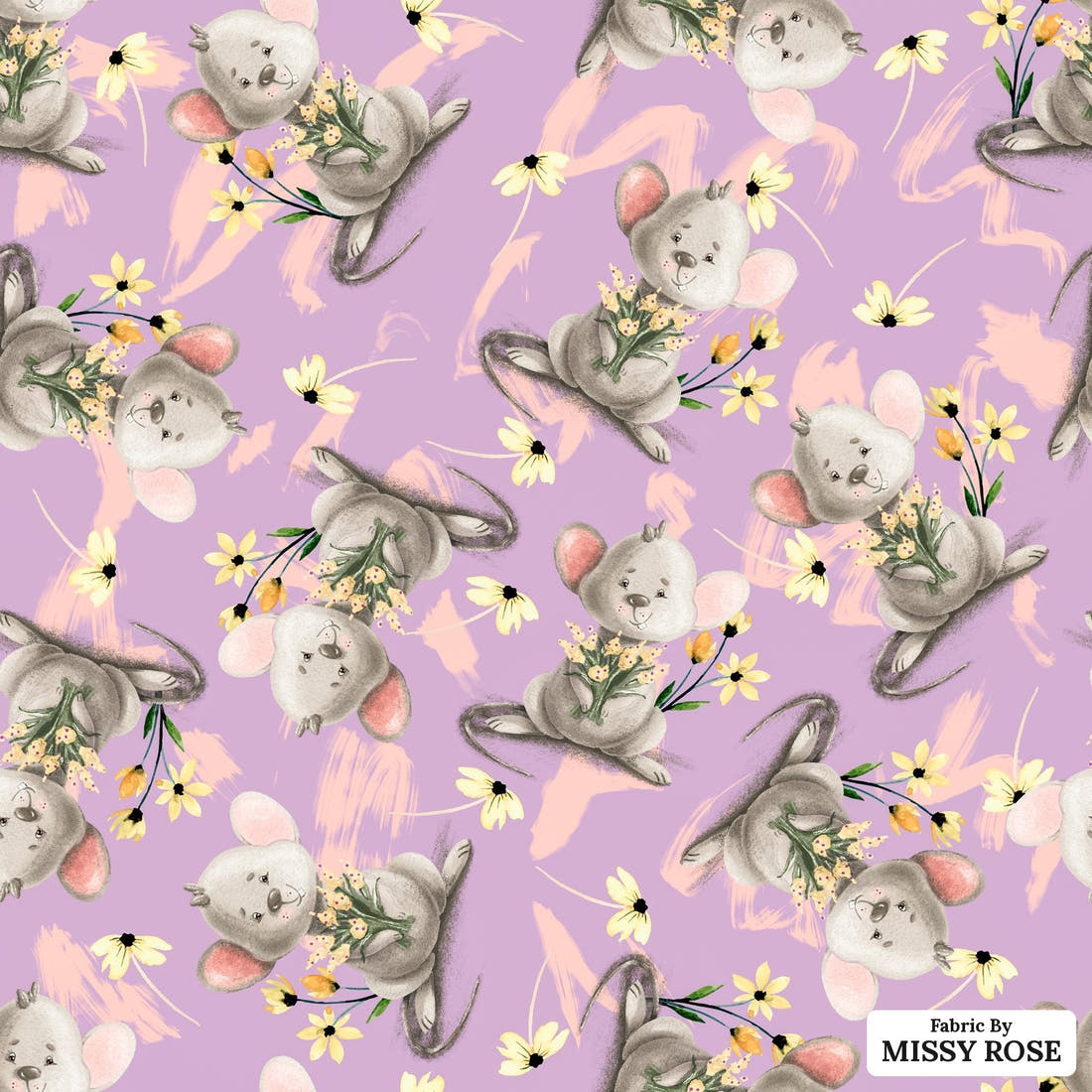 Design 69 Mouse Fabric - flat view of the print, zoom in for detail | Fabric by Missy Rose