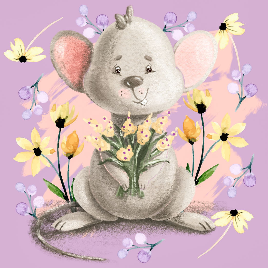 Design 69 Mouse Panel – full artwork close-up of the printed picture | Fabric by Missy Rose