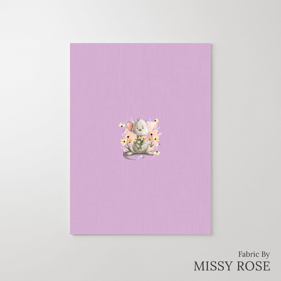Design 69 Mouse Panel – printed fabric panel with centred picture, custom printed to order | Fabric by Missy Rose