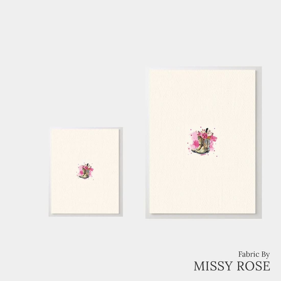 Design 690 Cowgirl Boots Panel – universal and adult panel sizes side by side | Fabric by Missy Rose