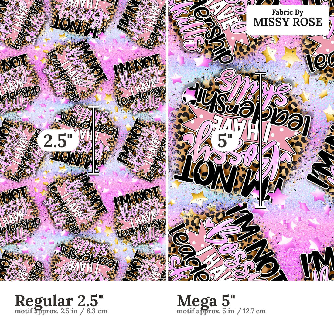 Design 692 Leadership Fabric size comparison - print scale | Fabric by Missy Rose