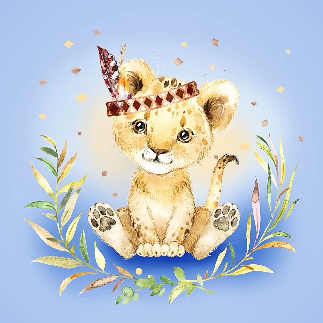 Design 693 Blue Lion Panel – full artwork close-up of the printed picture | Fabric by Missy Rose