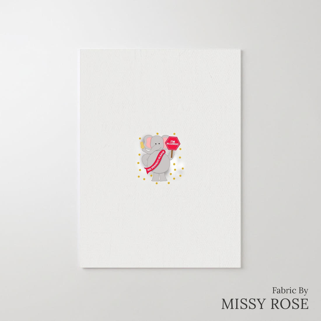 Design 695 Peanut Allergy Panel – printed fabric panel with centred picture, custom printed to order | Fabric by Missy Rose