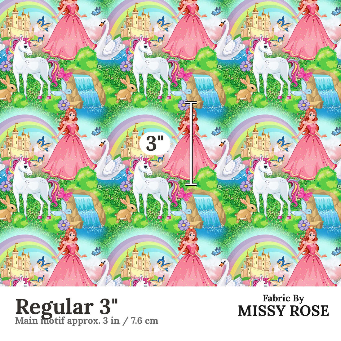 Design 696 Princess Fabric Regular 3" - print scale | Fabric by Missy Rose