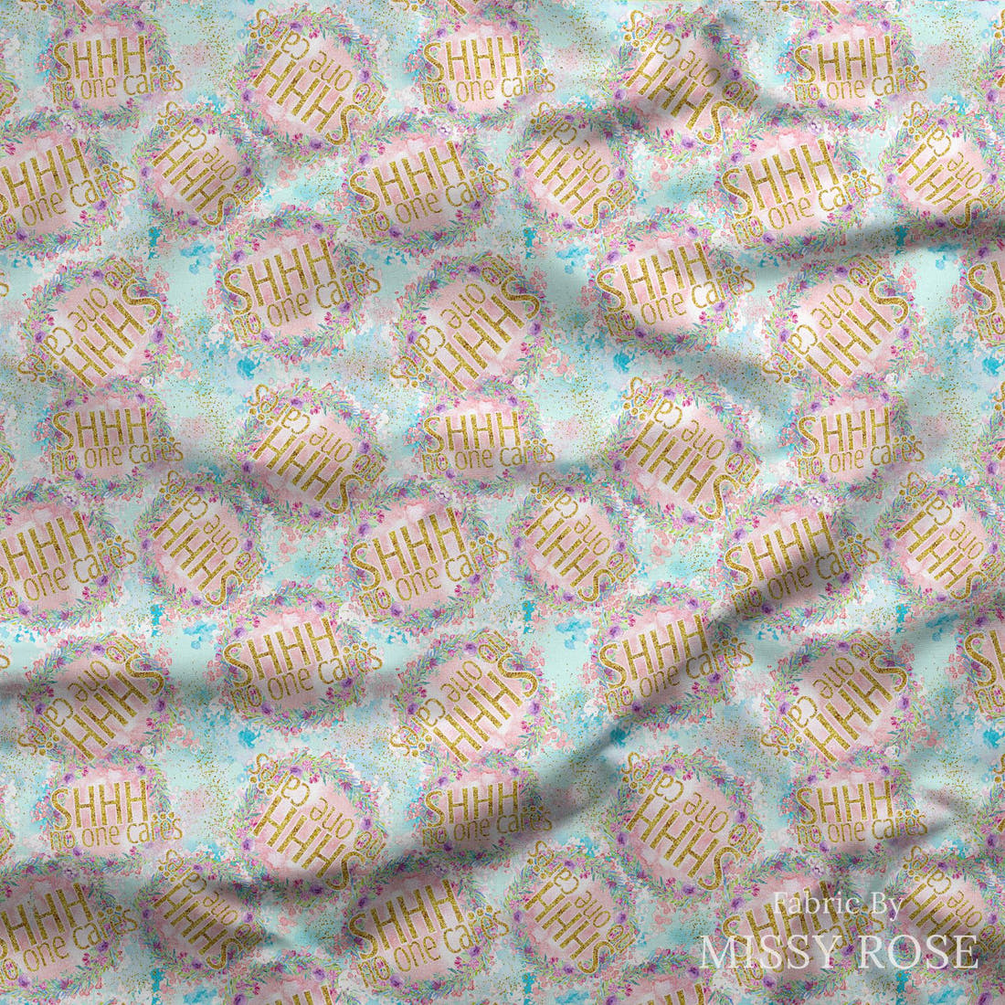 Design 697 Shh Fabric draped fabric mockup – custom printed fabric by the metre | Fabric by Missy Rose