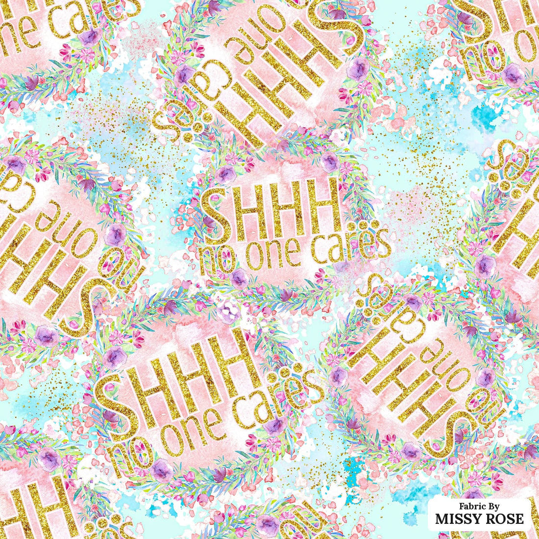 Design 697 Shh Fabric - flat view of the print, zoom in for detail | Fabric by Missy Rose