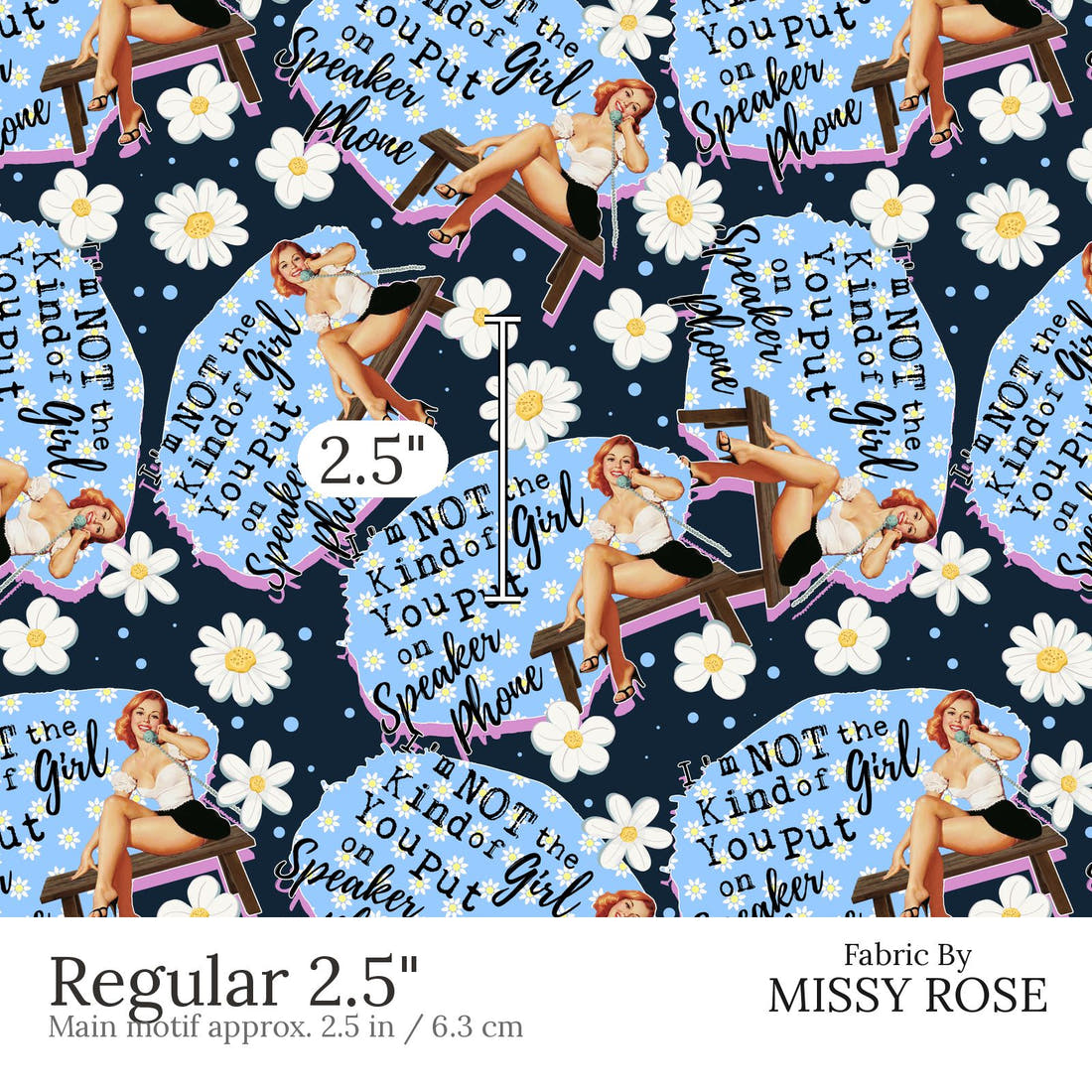 Design 699 Funny Retro Fabric Regular 2.5 inch print scale guide | Fabric by Missy Rose