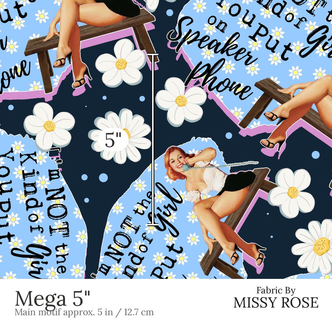 Design 699 Funny Retro Fabric Mega 5 inch print scale guide | Fabric by Missy Rose