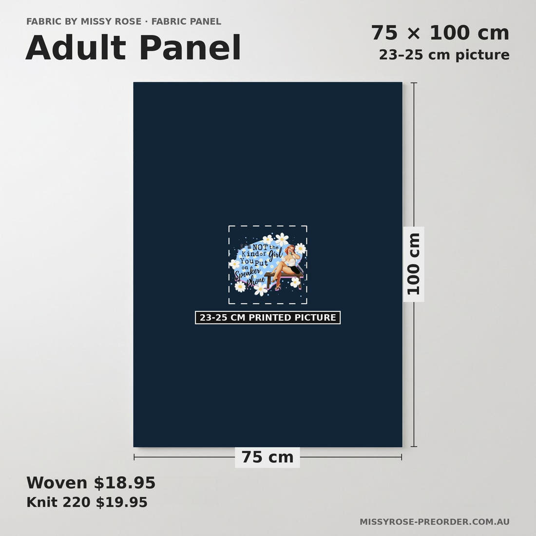 Design 699 Funny Retro Panel adult panel sizing – 23–25 cm printed picture on 75 × 100 cm fabric | Fabric by Missy Rose