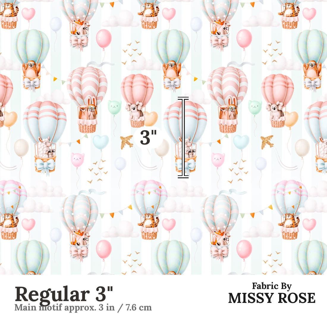 Design 7 Air Balloon Fabric Regular 3" - print scale | Fabric by Missy Rose