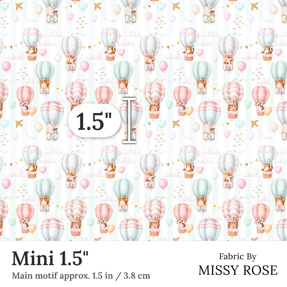 Design 7 Air Balloon Fabric Mini 1.5 inch print scale guide | Fabric by Missy Rose