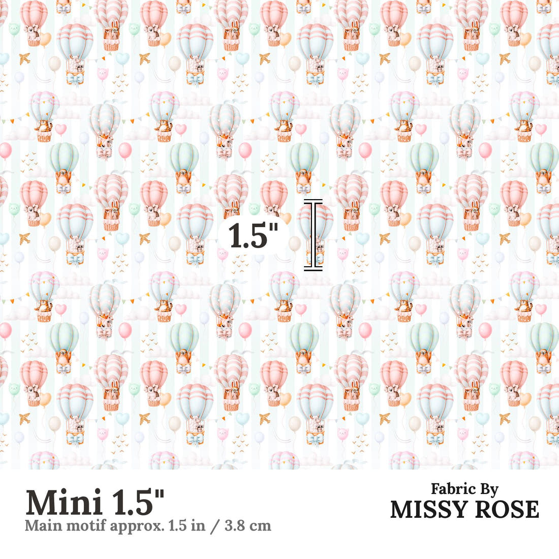 Design 7 Air Balloon Fabric Mini 1.5" - print scale | Fabric by Missy Rose