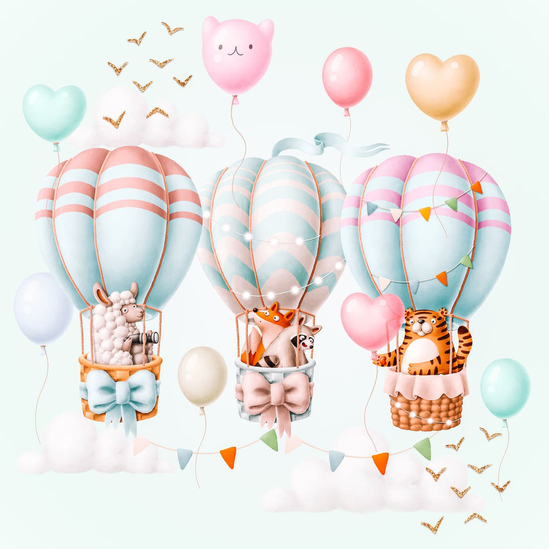 Design 7 Air Balloon Panel – full artwork close-up of the printed picture | Fabric by Missy Rose