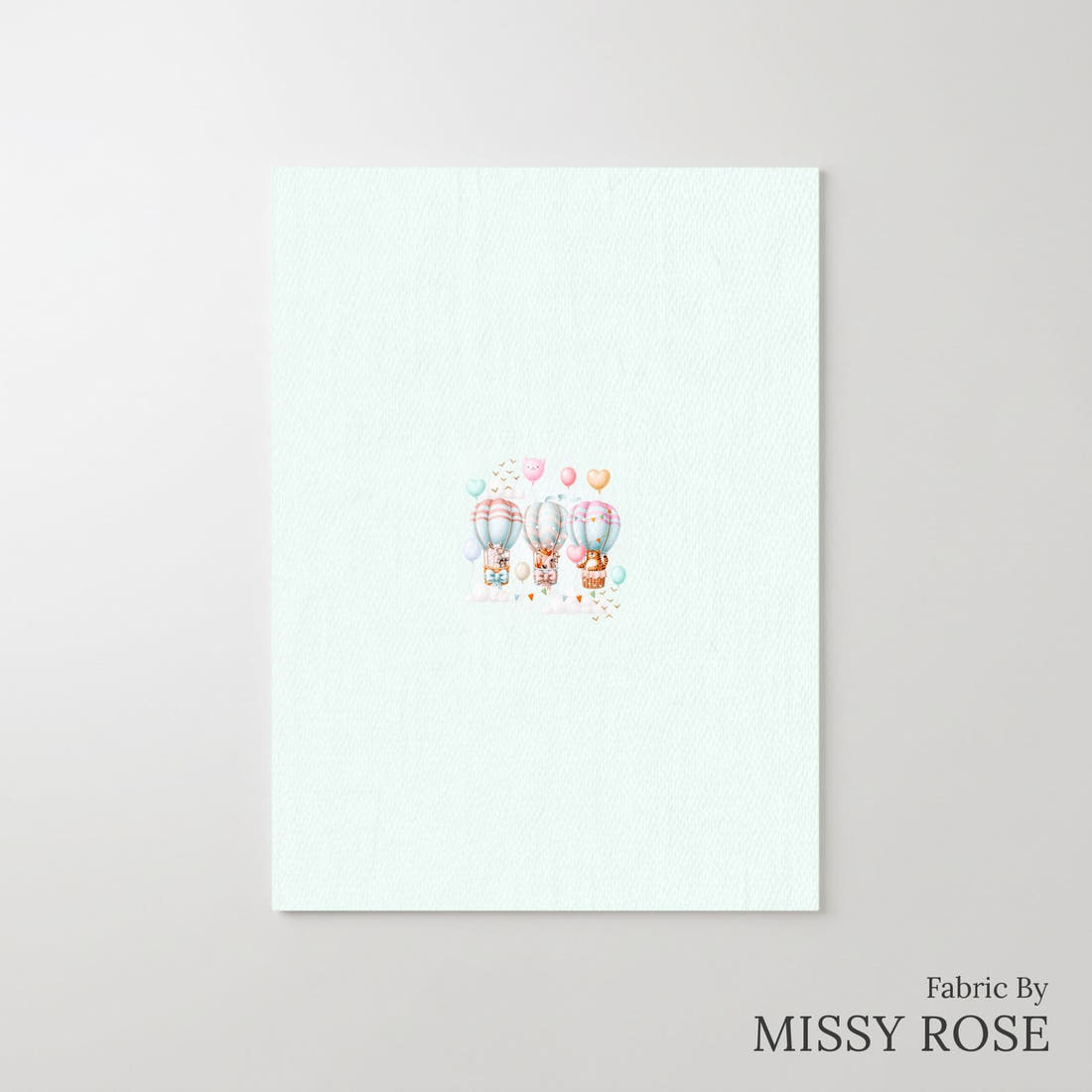 Design 7 Air Balloon Panel – printed fabric panel with centred picture, custom printed to order | Fabric by Missy Rose