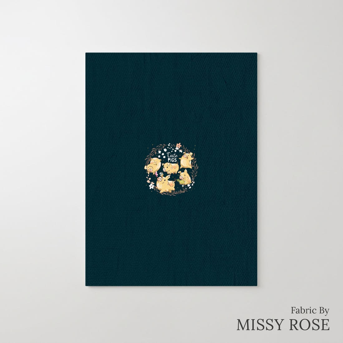 Design 70 Navy Pigs Panel – printed fabric panel with centred picture, custom printed to order | Fabric by Missy Rose