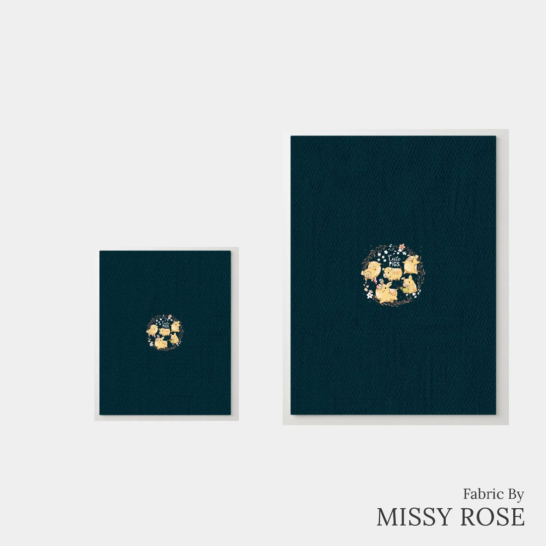 Design 70 Navy Pigs Panel – universal and adult panel sizes side by side | Fabric by Missy Rose