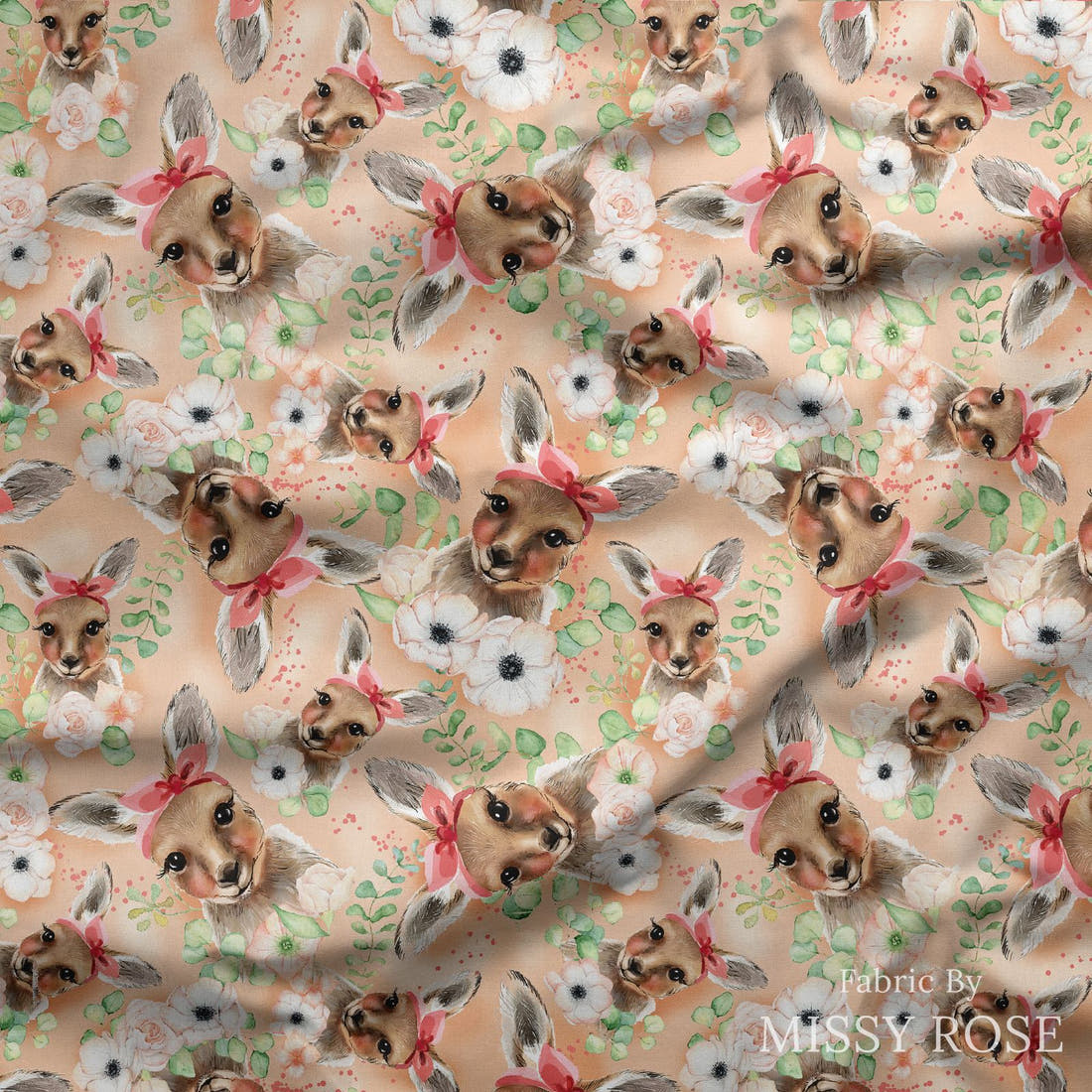 Design 700 Kangaroo Fabric draped fabric mockup – custom printed fabric by the metre | Fabric by Missy Rose