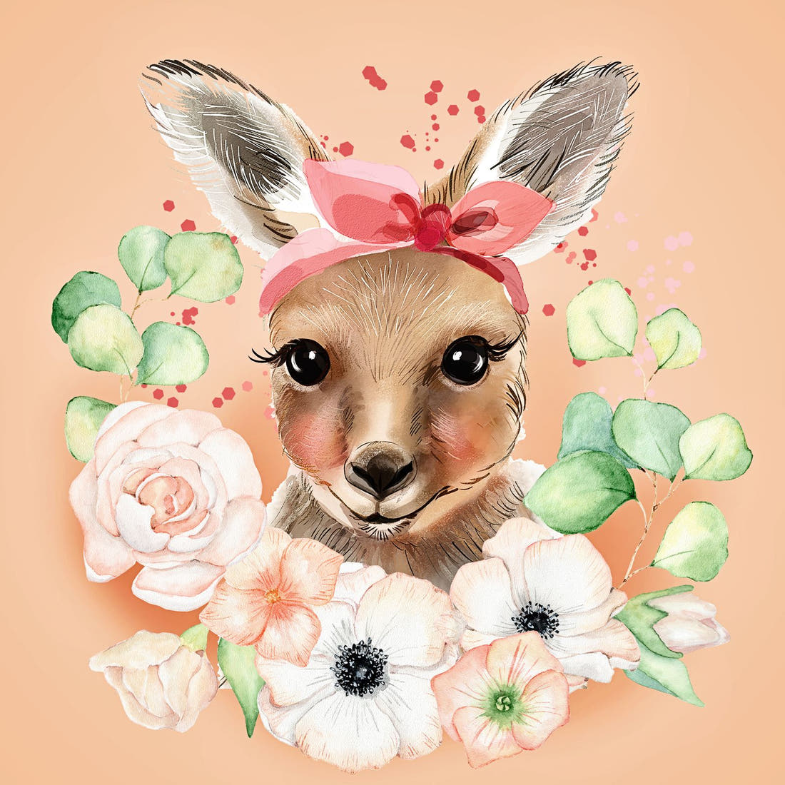 Design 700 Kangaroo Panel – full artwork close-up of the printed picture | Fabric by Missy Rose